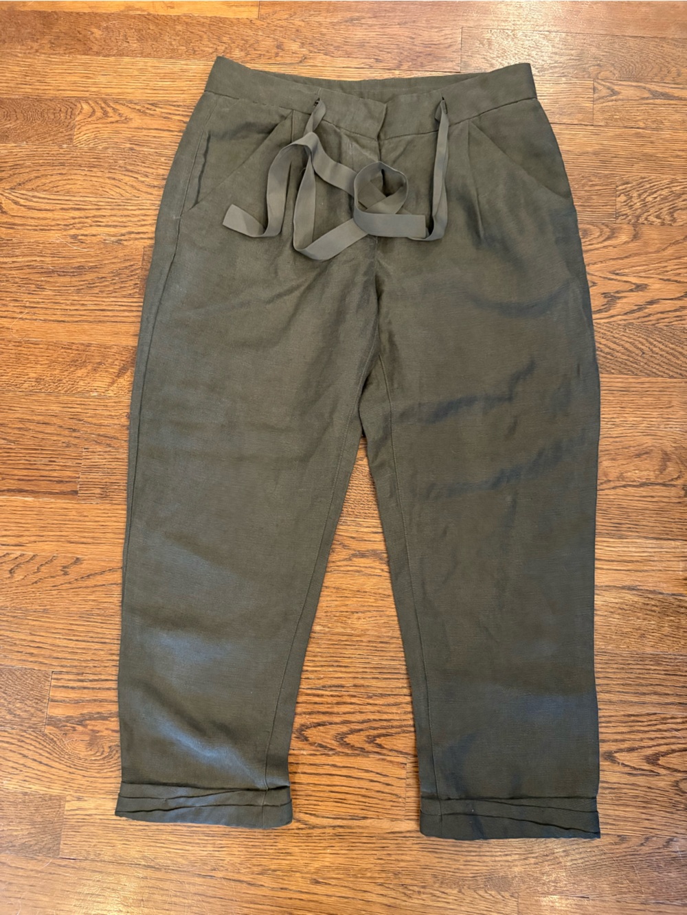 Wilfred Olive Green Drawstring Linen Blend Pants